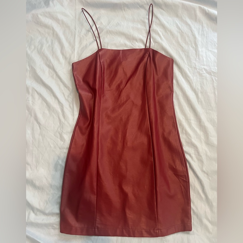 Wild Fable faux leather red mini dress